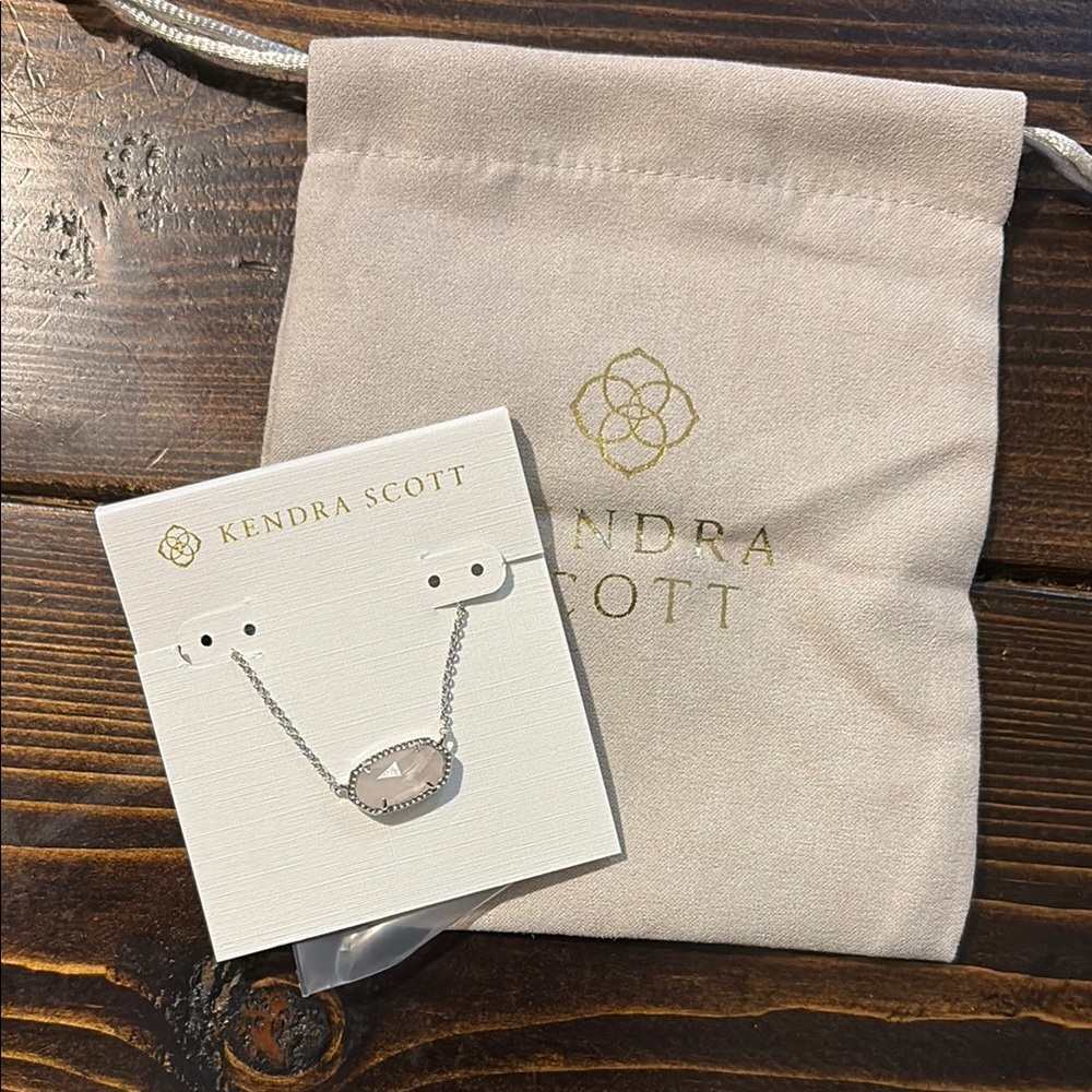 Kendra Scott Silver Necklace with Blush Pendant